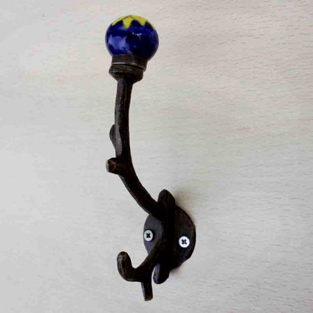 Navy Blue Yellow Floral Tree Hook-EHG-41